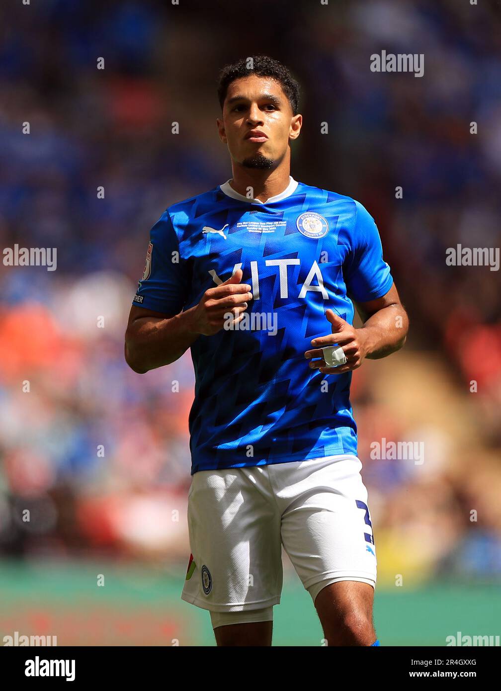 Stockport County's Kyle Knoyle during the Sky Bet League Two playoff