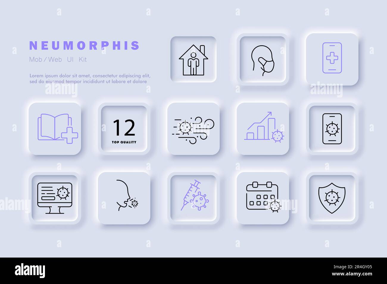 Virus icon set. Threat and danger of infectious diseases, public health ...