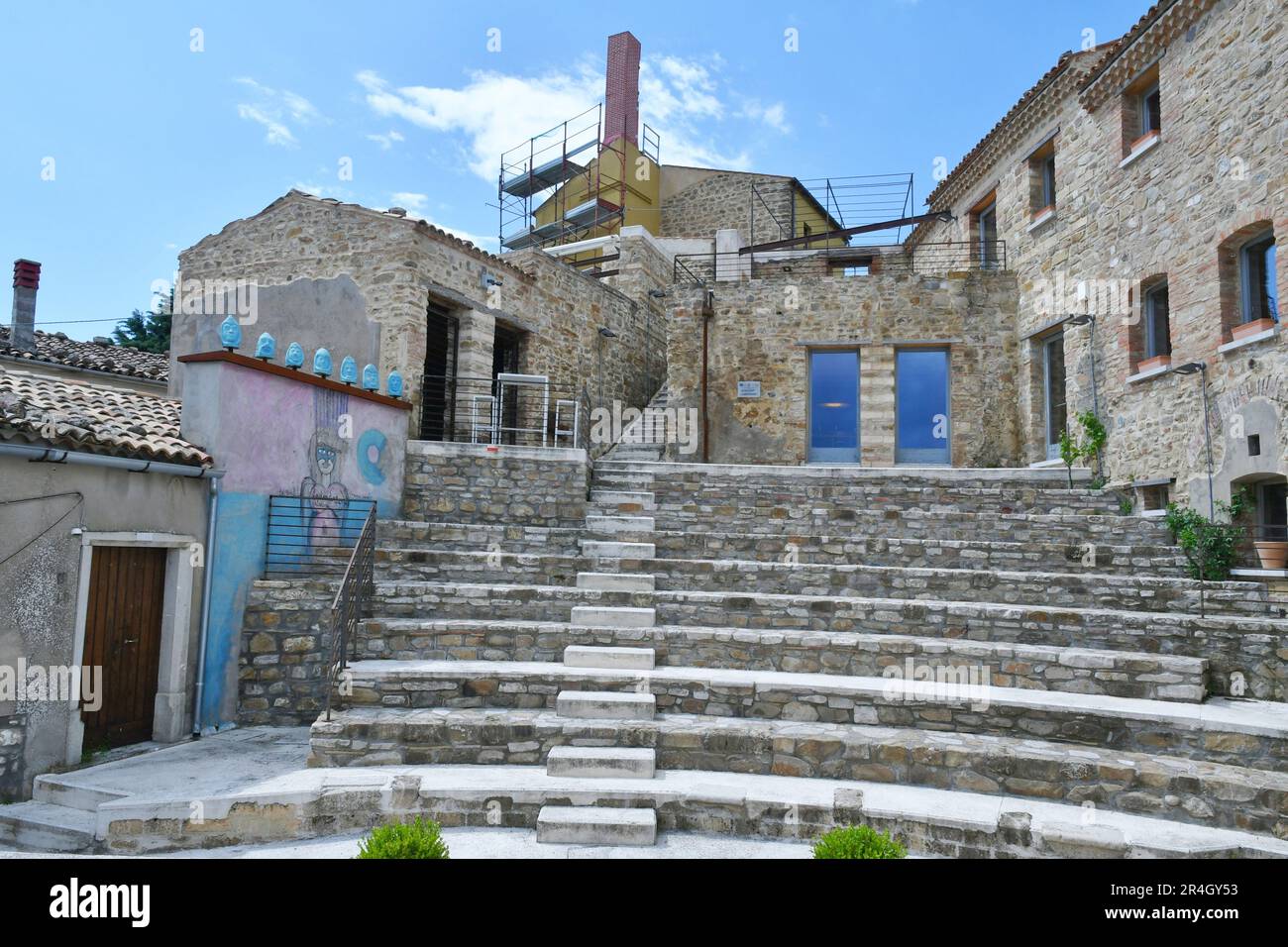 An outdoor amphitheater in the village of Cairano in Campania, Italy. Stock Photo