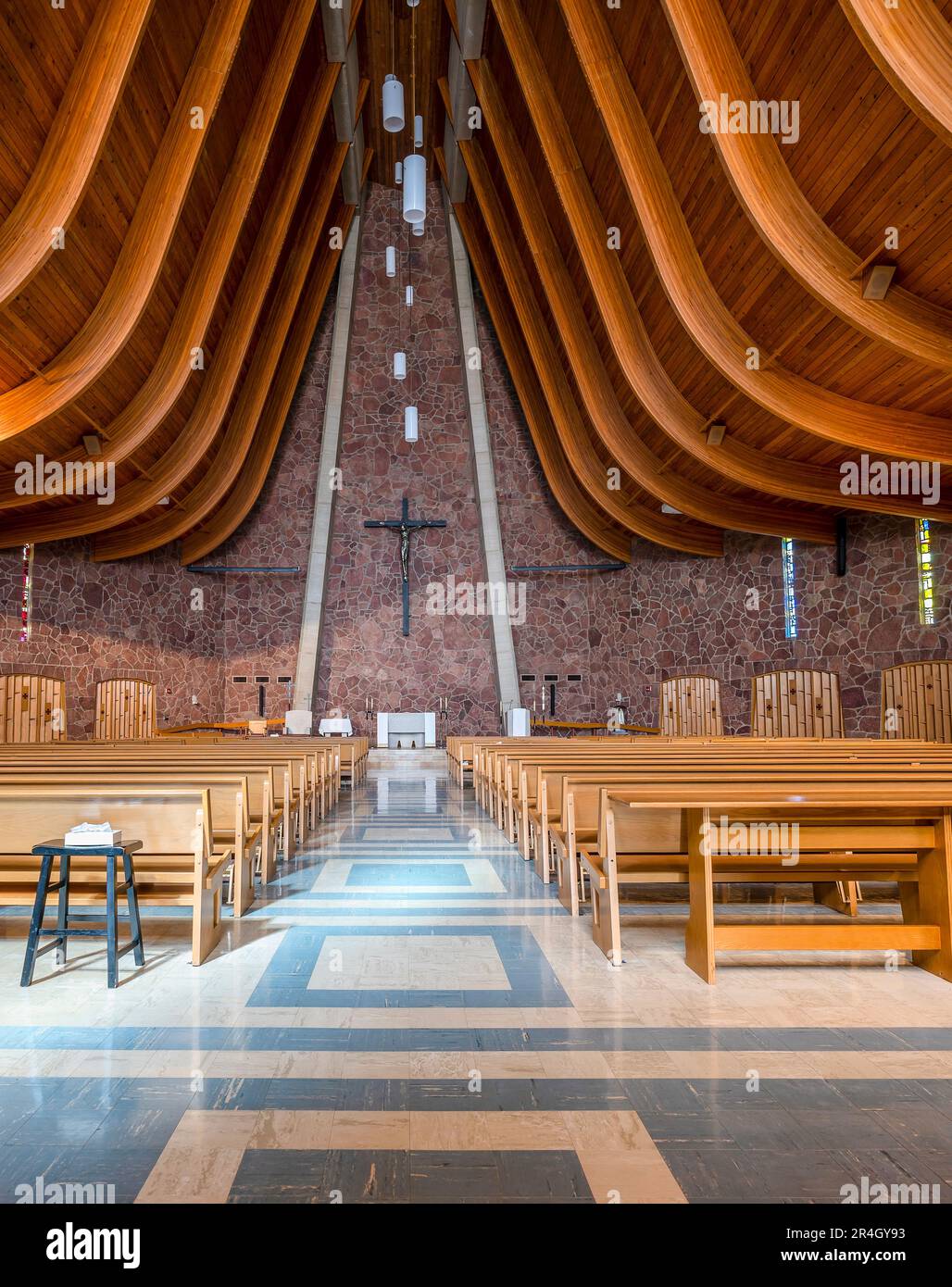 Interior view of the altar in Terra Sancta chapel in Rapid City, South Dakota, USA Stock Photo