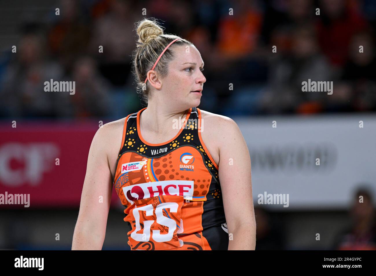 28th May 2023;  Ken Rosewall Arena, Sydney, NSW, Australia: Suncorp Super Netball, Giants versus Queensland Firebirds; Jo Harten of the Giants Stock Photo