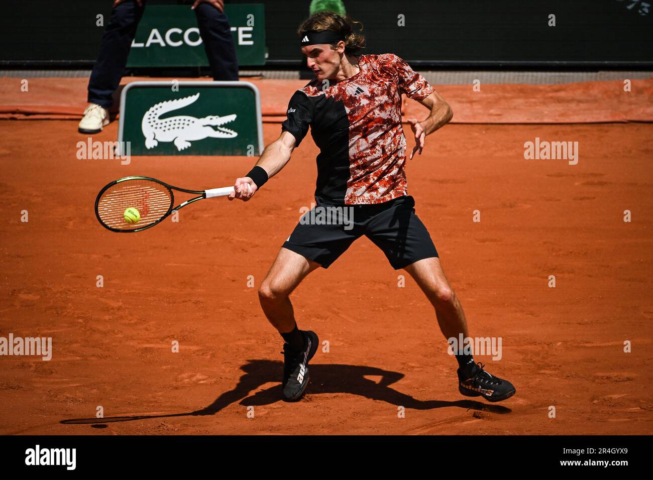 Stefanos TSITSIPAS of Greece during the first day of Roland-Garros 2023, Grand Slam tennis tournament, on May 28, 2023 at Roland-Garros stadium in Paris, France