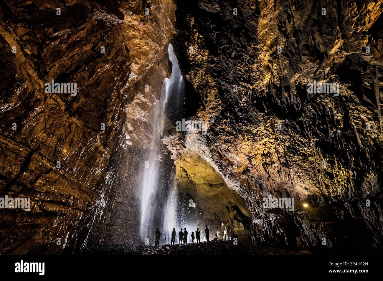 Potholers explore Gaping Gill, the largest cavern in Britain, situated in Yorkshire Dales National Park as it opens to the public this weekend. Picture date: Sunday May 28, 2023. Stock Photo