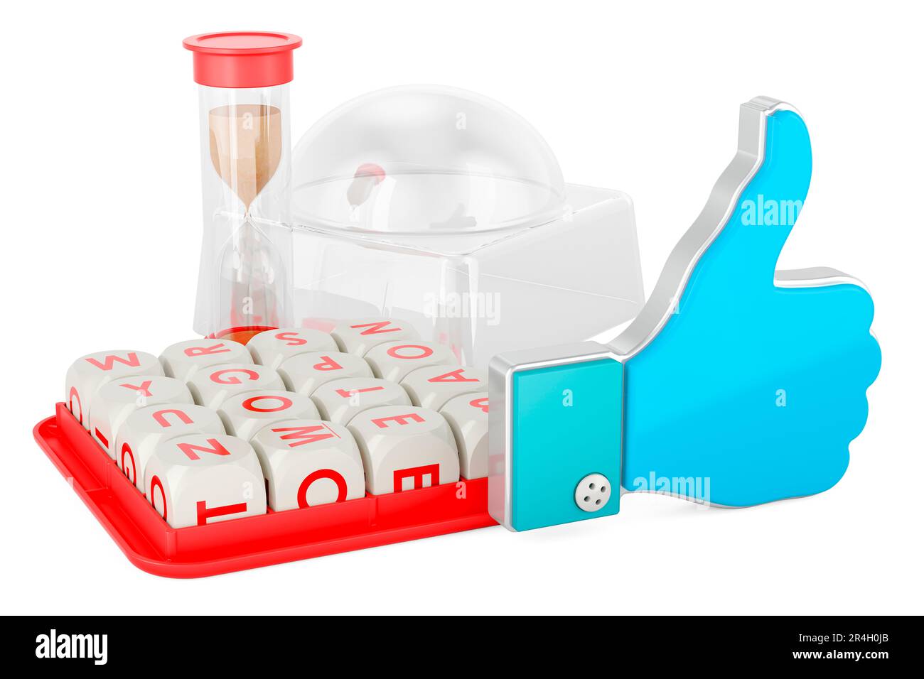 Boggle Board Game with like icon. 3D rendering isolated on white