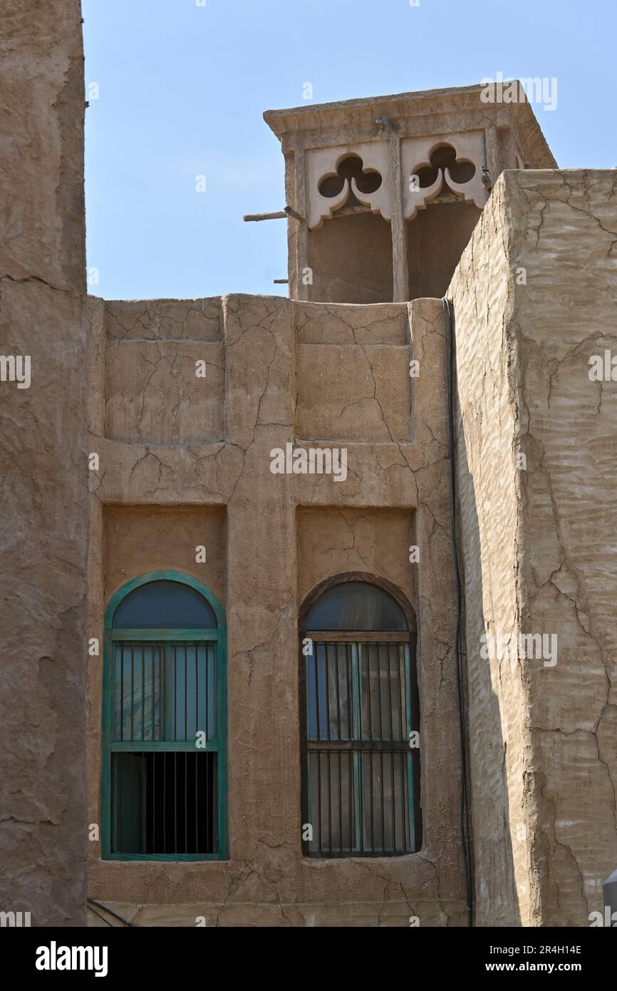 View of a building inside Al Fahidi in Deira, one of the oldest and most established areas of Dubai, United Arab Emirates Stock Photo