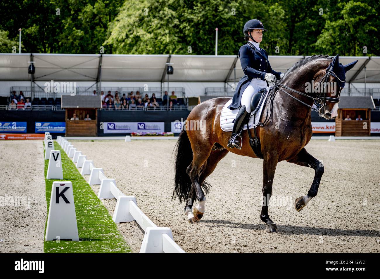 ERMELO - Jennifer Sekreve with Hitmaker in action during the final of the Heavy Tour Freestyle at the NK Dressage. ANP ROBIN UTRECHT netherlands out - belgium out Stock Photo