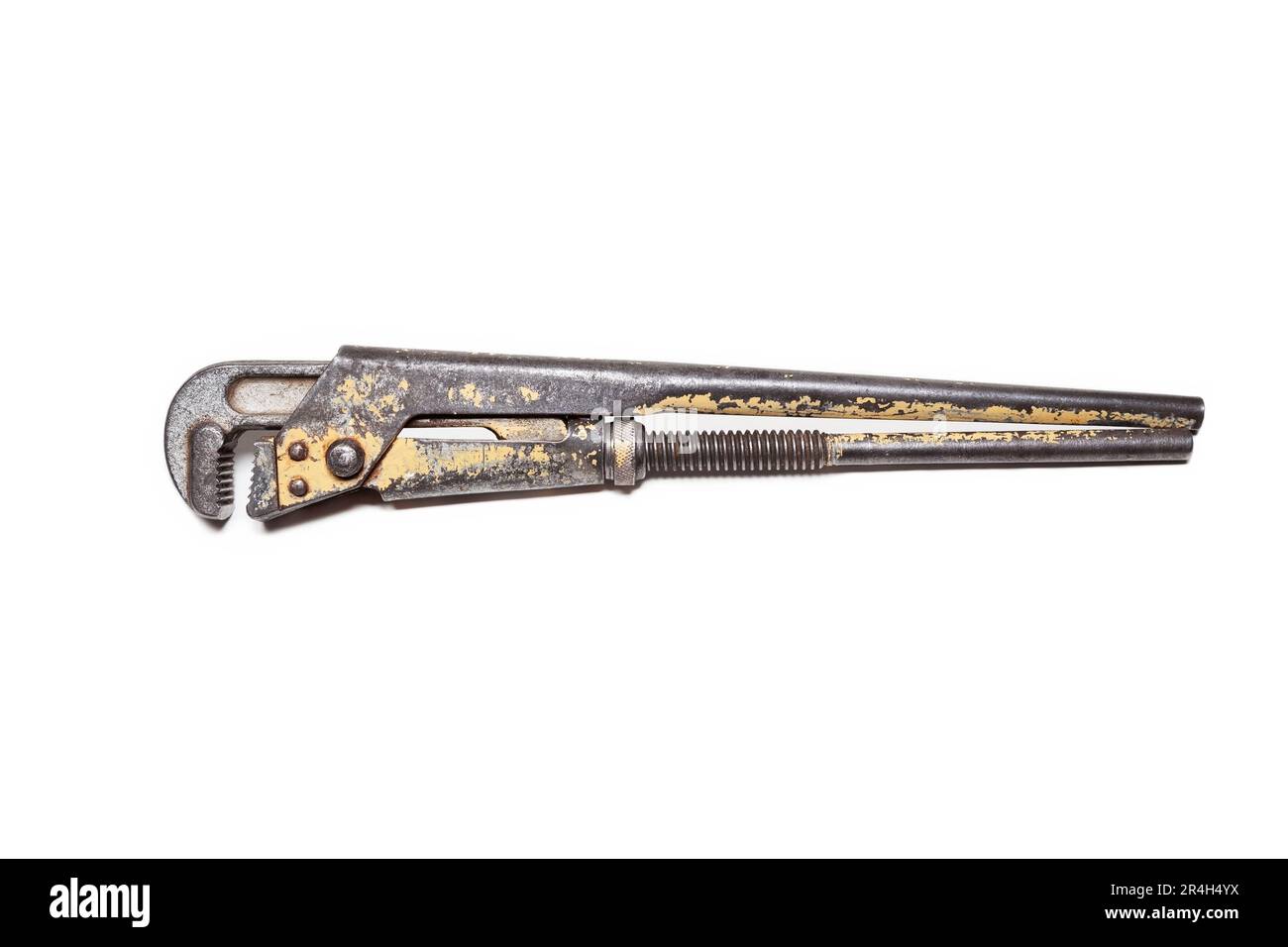 Adjustable wrench, old, shabby, isolated on white background Stock Photo