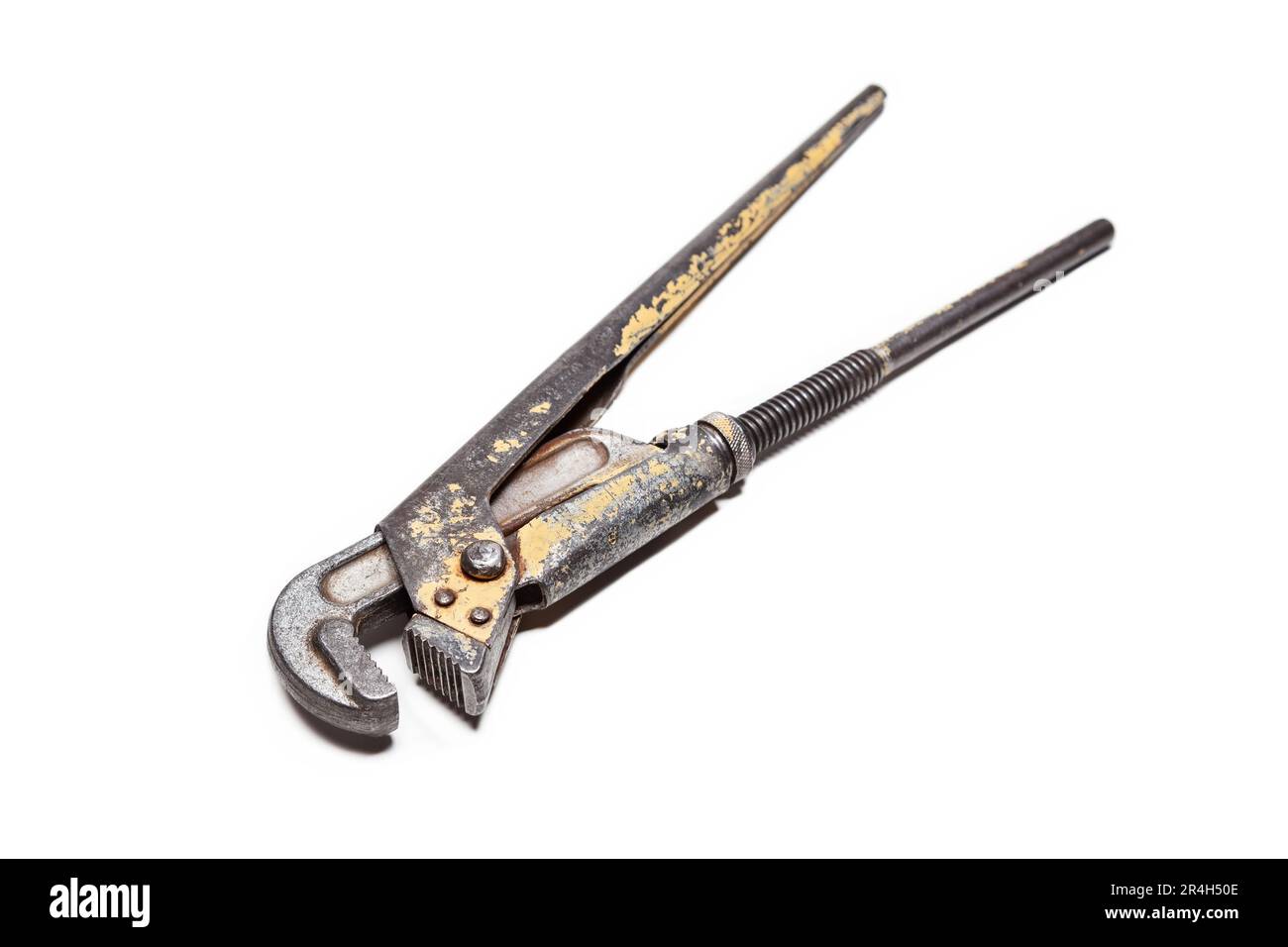 Adjustable wrench, old, shabby, isolated on white background Stock Photo