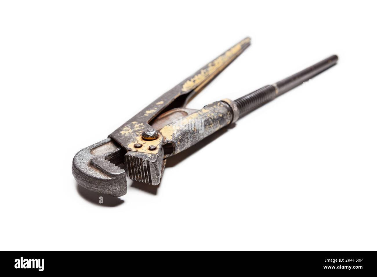 Adjustable wrench, old, shabby, isolated on white background Stock Photo