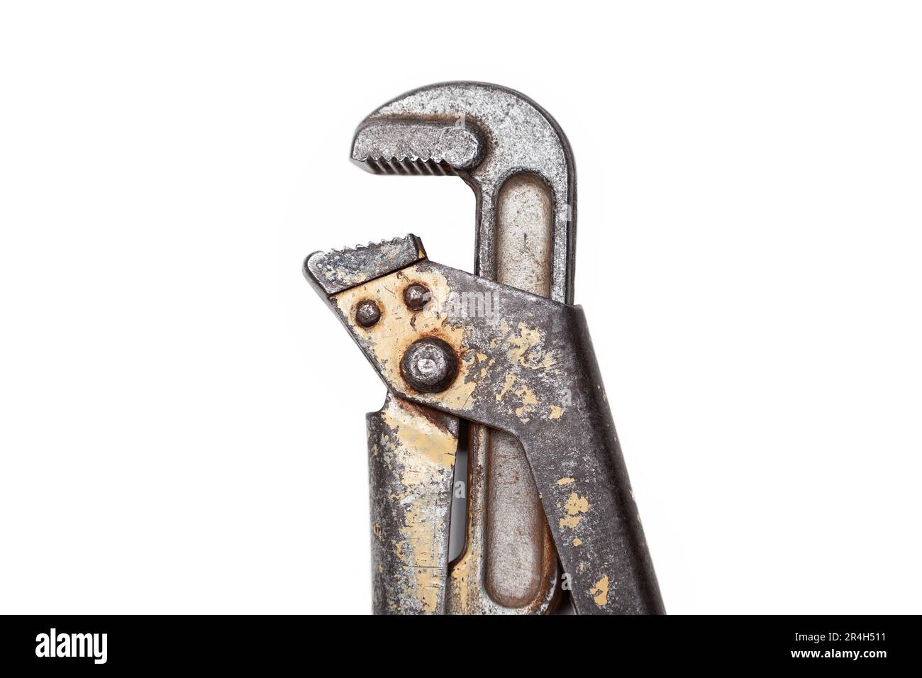 Adjustable wrench, old, shabby, isolated on white background Stock Photo