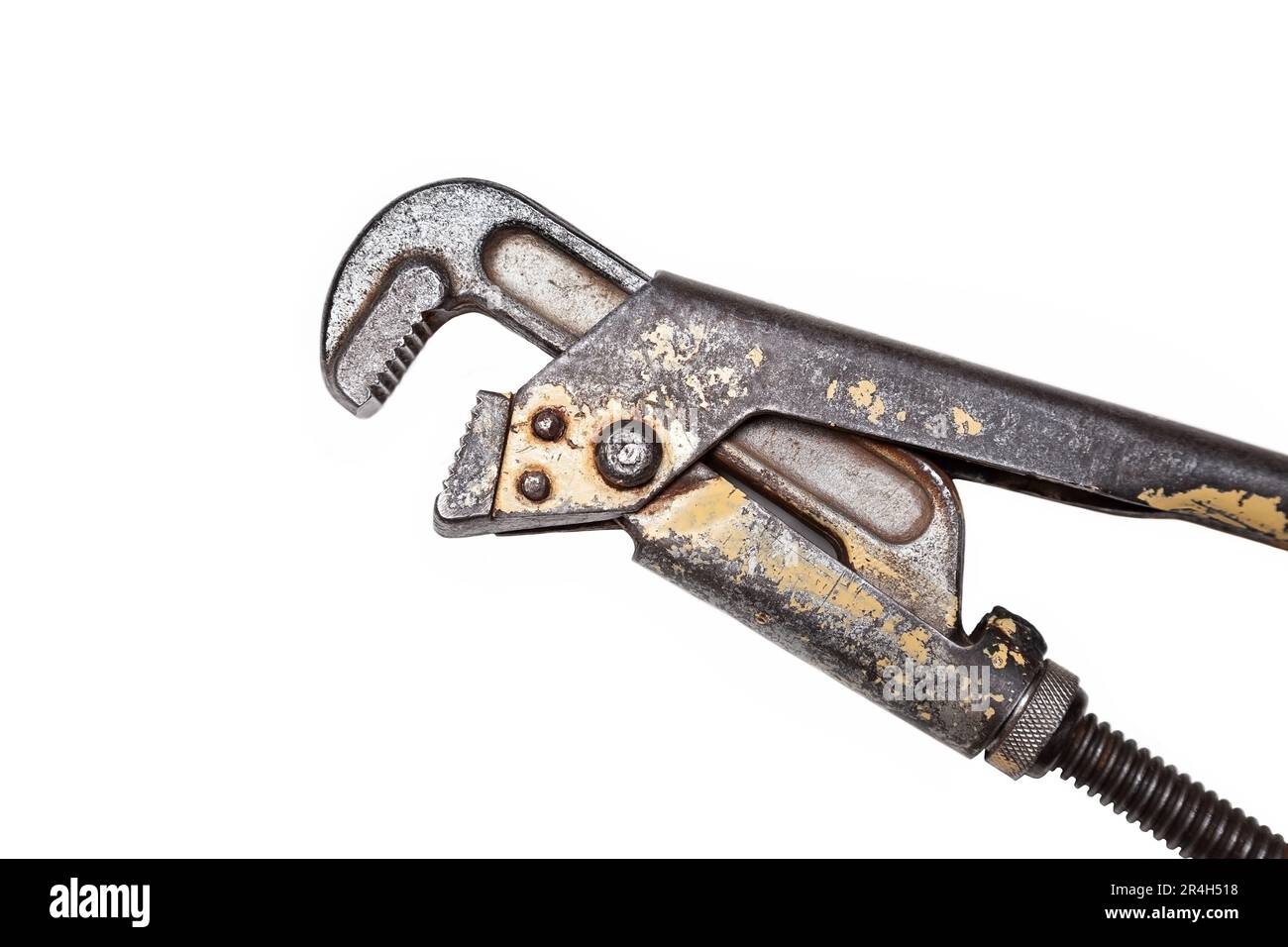 Adjustable wrench, old, shabby, isolated on white background Stock Photo