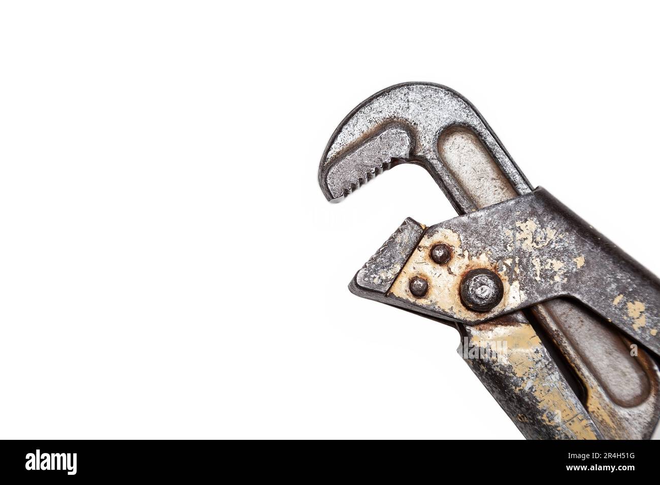 Adjustable wrench, old, shabby, isolated on white background Stock Photo