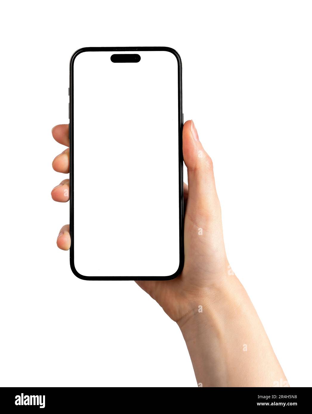 Lodz, Poland May 14 2023 hand holding mobile phone screen mockup