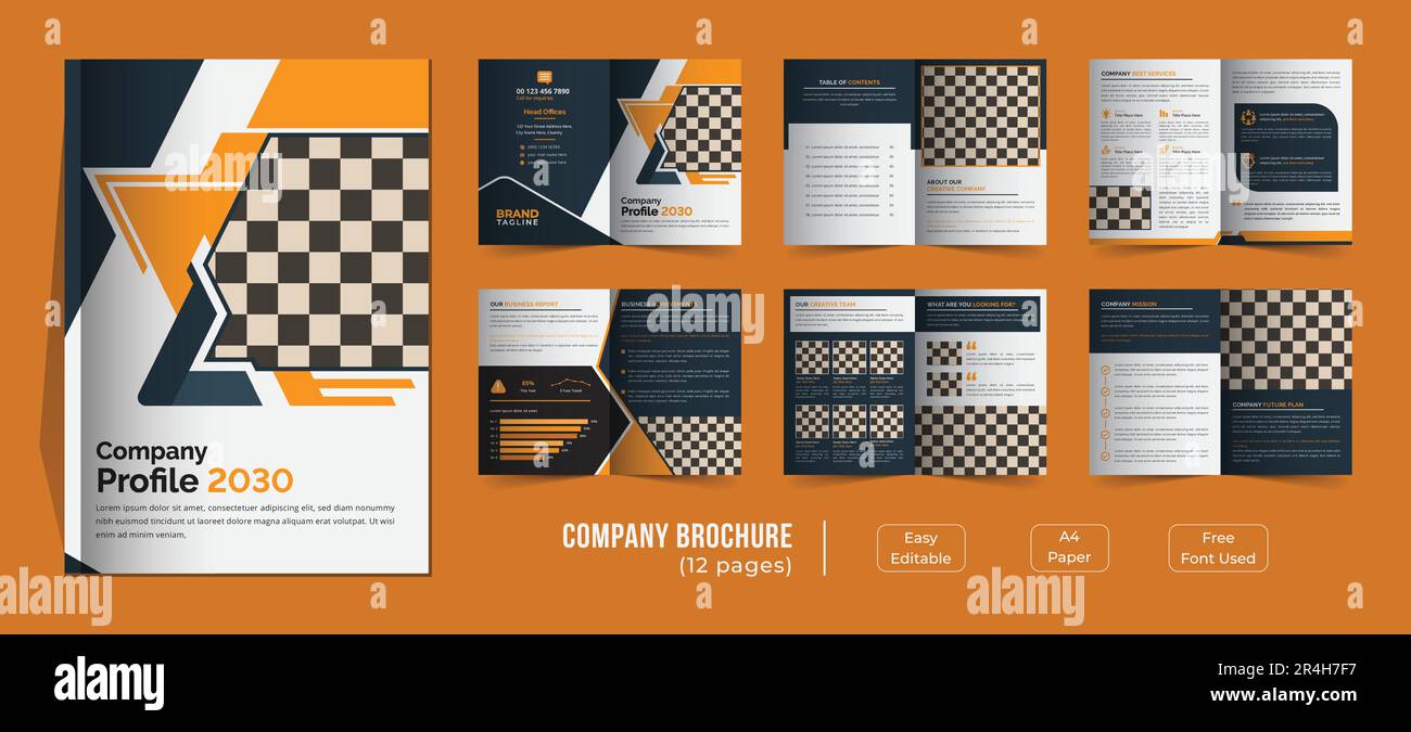12 pages company profile template design, creative and minimalist bifold business company