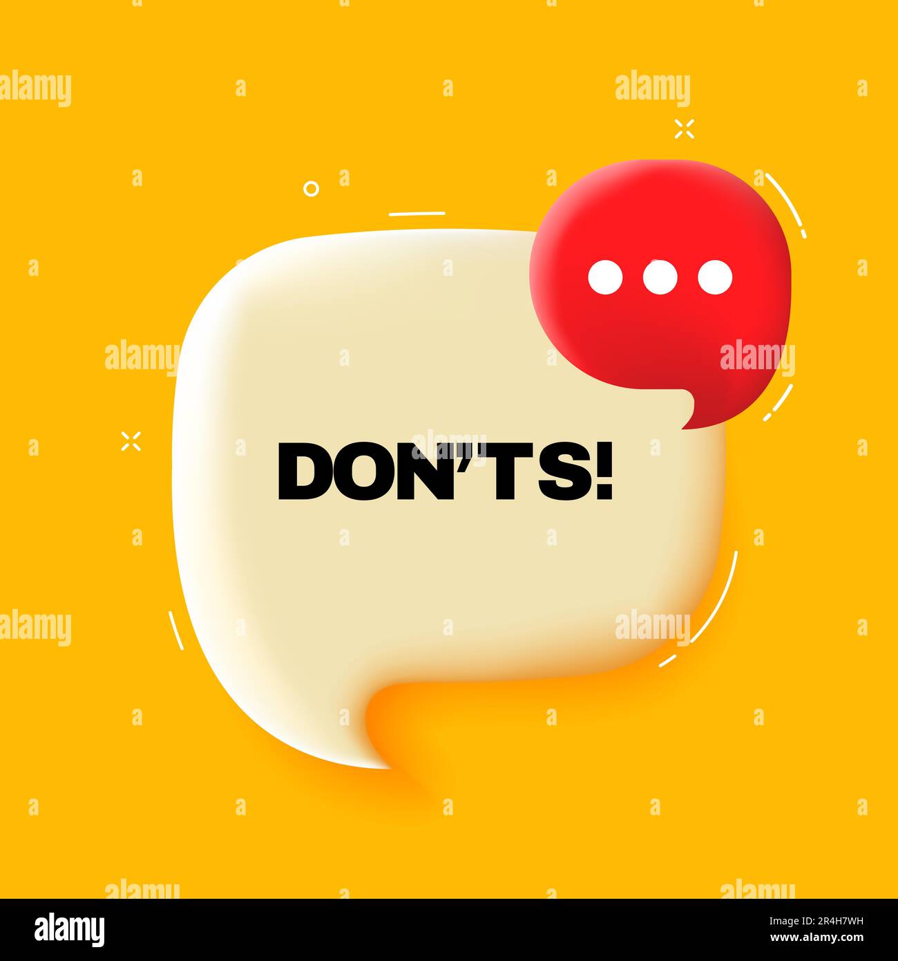 Donts. Speech bubble with Donts text. 3d illustration. Pop art style ...
