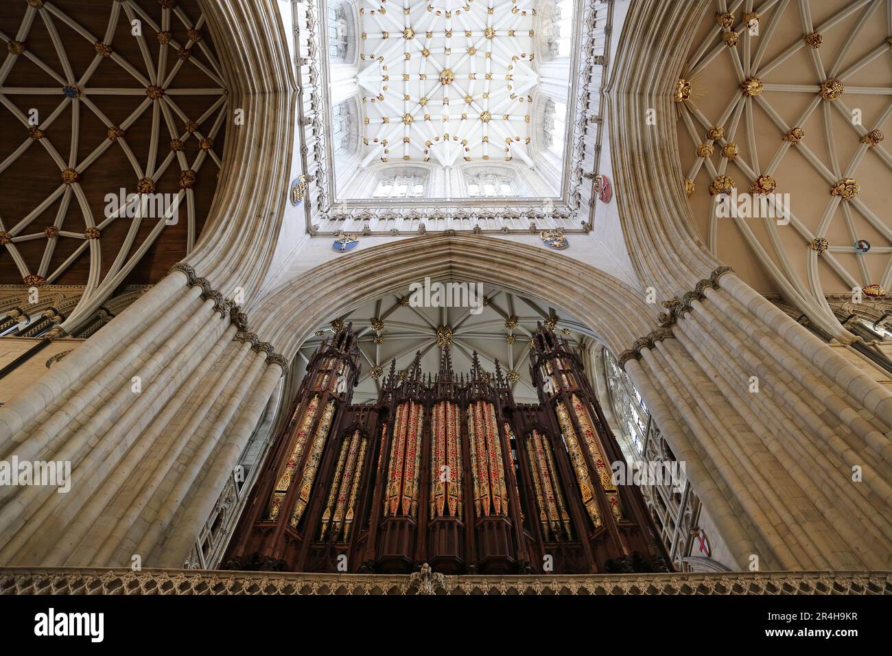 Grand Organ pipes and Central Tower from Transcept, York Minster