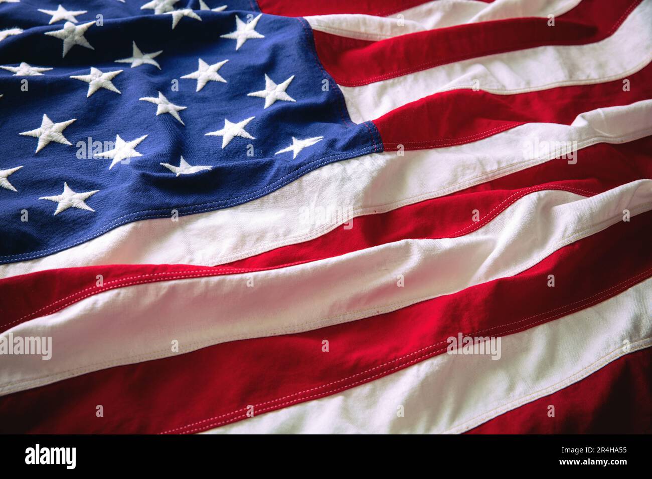 USA flag wave background, American National Holiday, Memorial and Independence day, July 4th concept Stock Photo