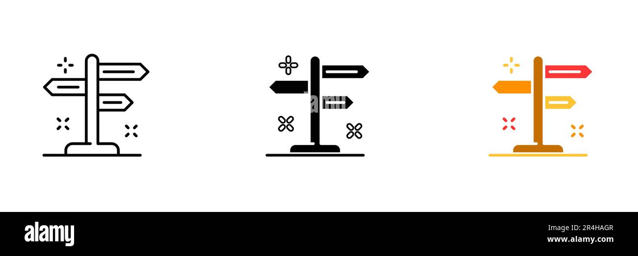 Description A vector set of road signs that indicate directions and