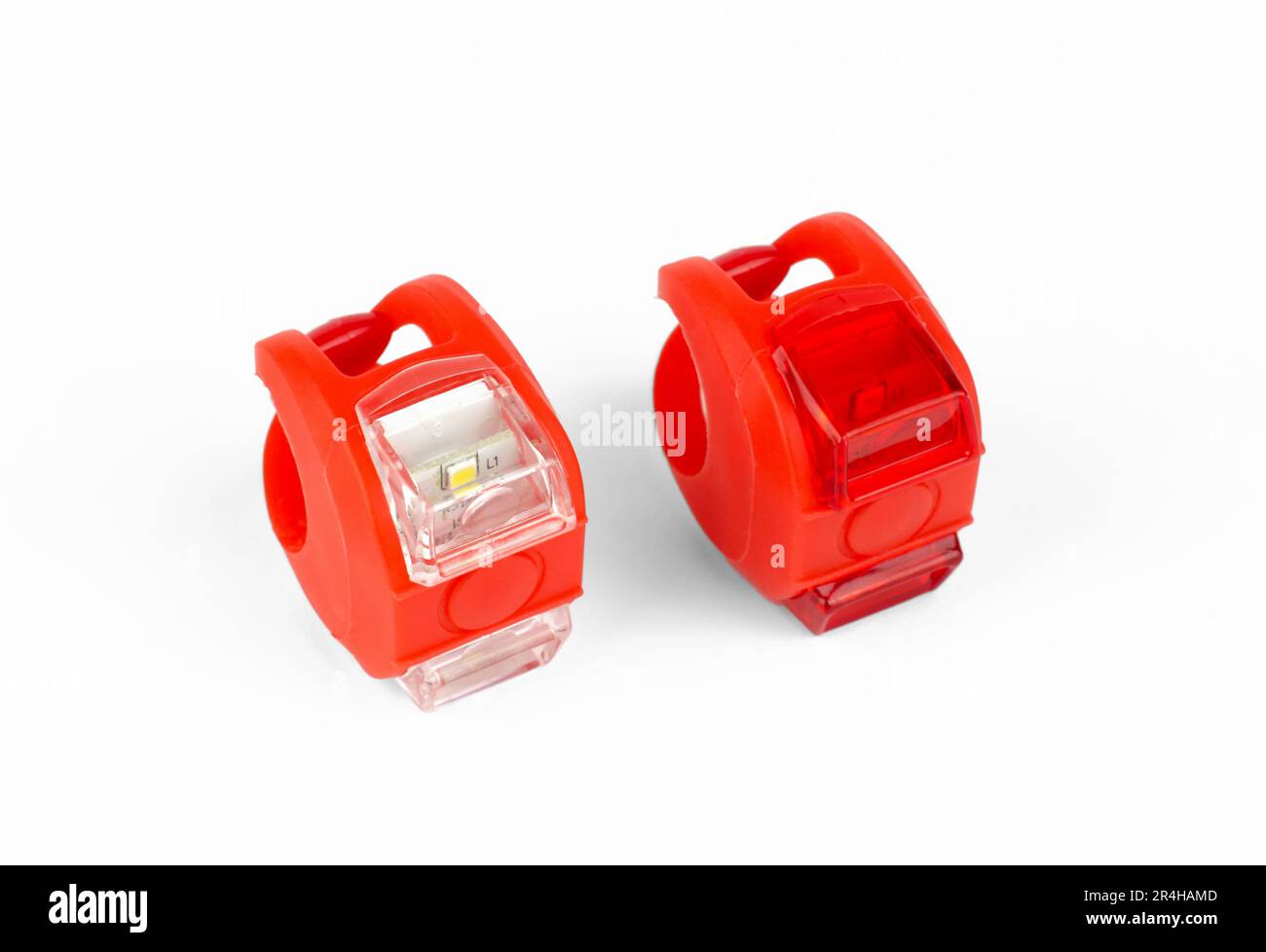 Front and rear bike light on white background Stock Photo Alamy