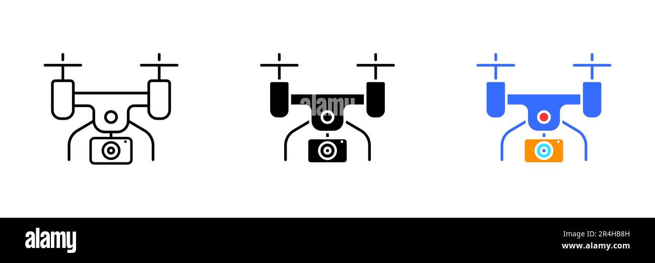 A vector illustration of a drone with a camera attached to it. Vector ...