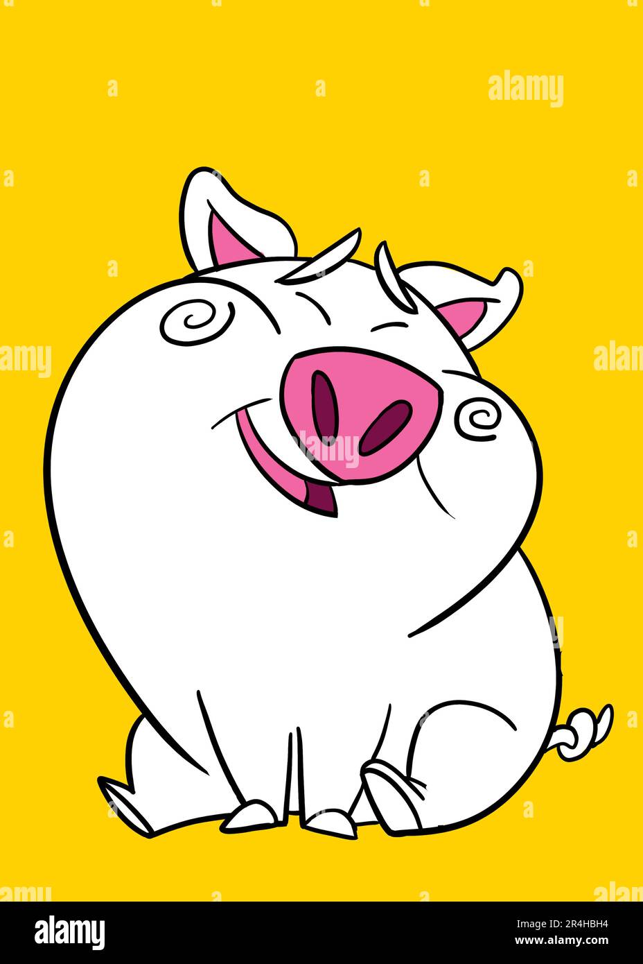 Easy coloring page of Cute Pigs . Icon sheet vector. Vector design template for kids coloring book Stock Photo