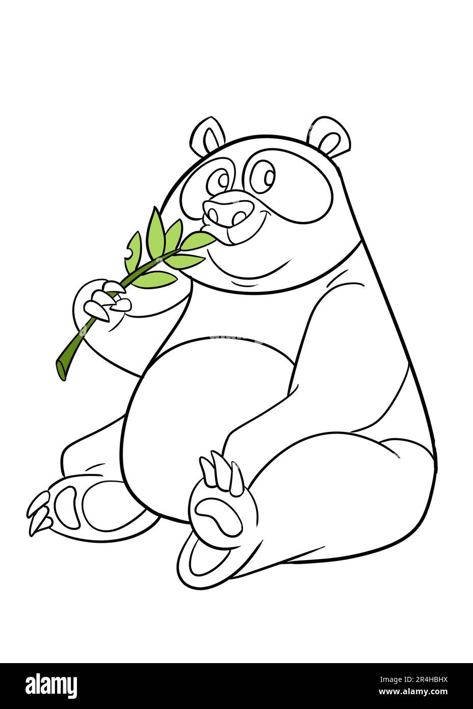 Cute giant panda. Template for a coloring book with funny animals. Coloring template for kids. Stock Photo