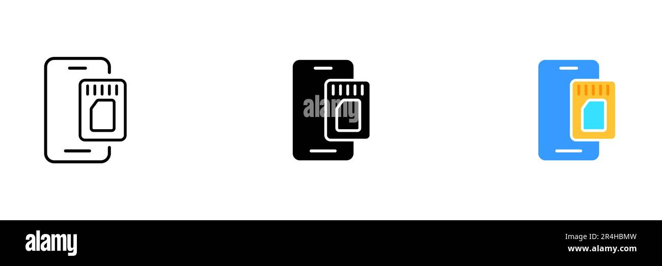 An image file of a smartphone with an icon of a SIM card on its display ...