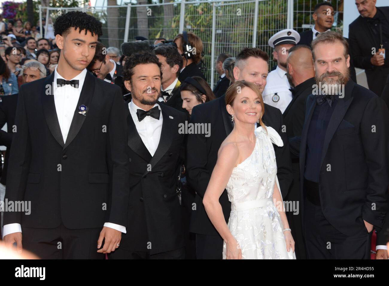 May 27, 2023, CANNES, France: CANNES, FRANCE - MAY 27: Neill Blomkamp, Orlando Bloom, Archie Madekwe, Geri Halliwell Horner, Asad Qizilbash and David Harbourattend the ''Elemental'' screening and closing ceremony red carpet during the 76th annual Cannes film festival at Palais des Festivals on May 27, 2023 in Cannes, France. (Credit Image: © Frederick Injimbert/ZUMA Press Wire) EDITORIAL USAGE ONLY! Not for Commercial USAGE! Stock Photo