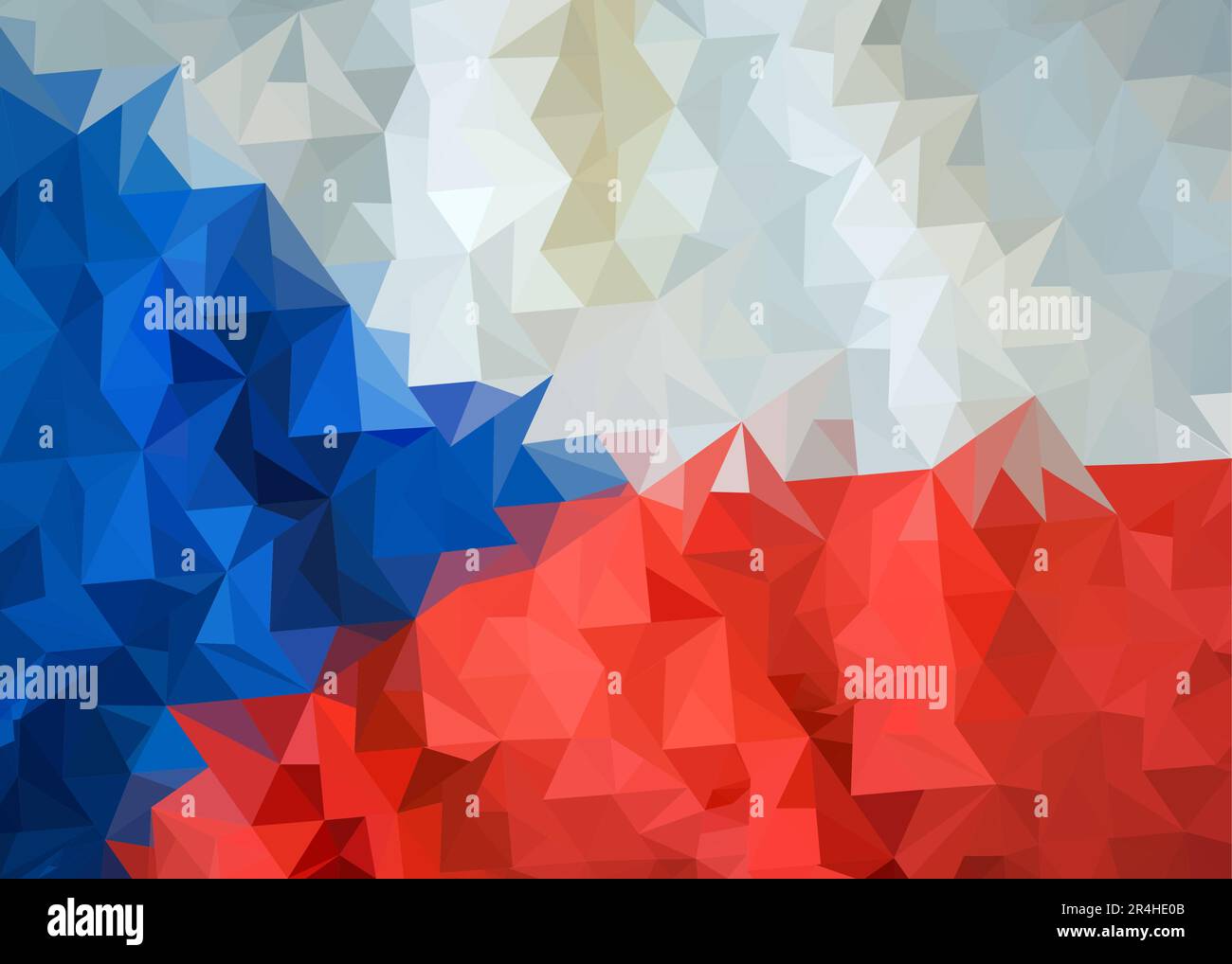 Stylized background of flag of Czech Republic, low poly illustration. Stock Vector