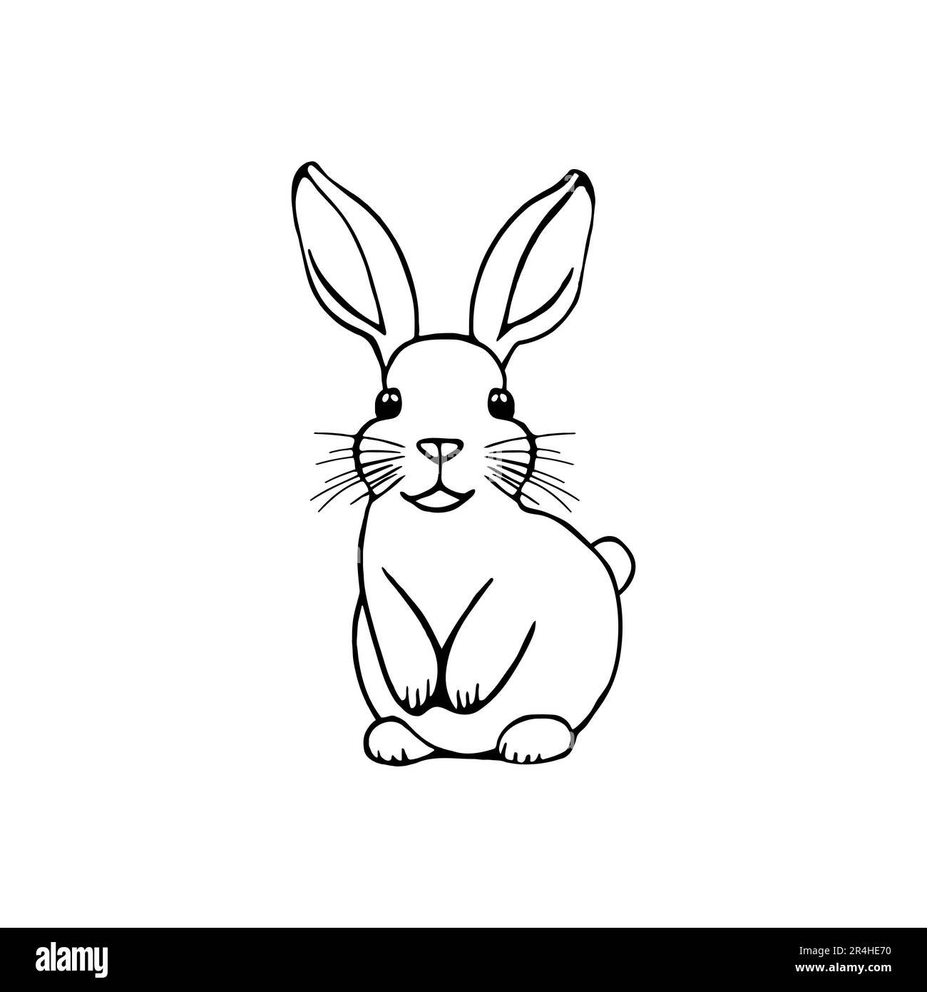 Rabbit outline sketch vector. Hand drawn bunny linear illustration