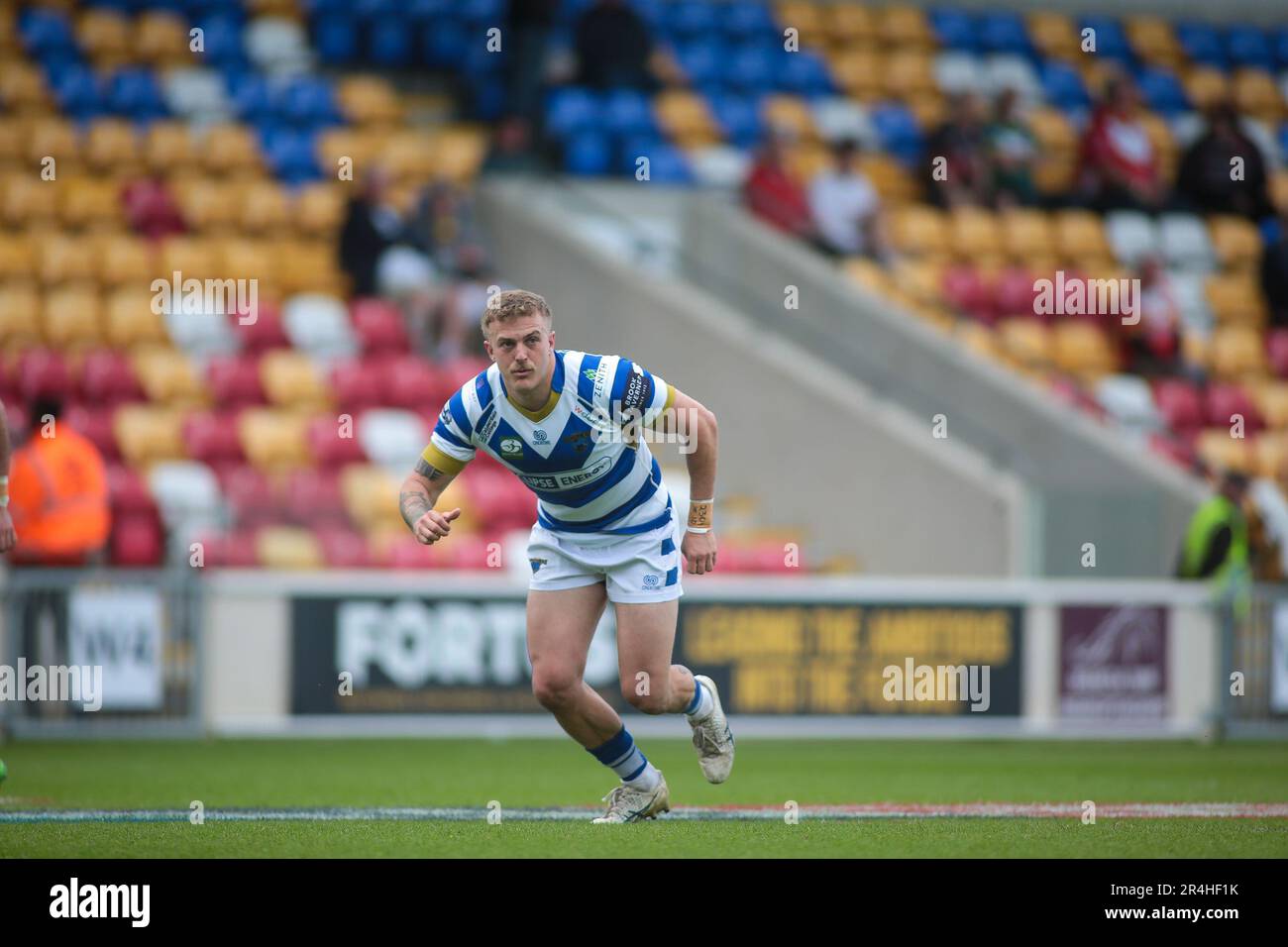 York, UK. 28th May, 2023. Jake Maizen of Halifax *** during the Betfred Championship match between Halifax Panthers and Batley Bulldogs at the LNER Community Stadium, York, UK on 28 May 2023. Photo by Simon Hall. Editorial use only, license required for commercial use. No use in betting, games or a single club/league/player publications. Credit: UK Sports Pics Ltd/Alamy Live News Stock Photo
