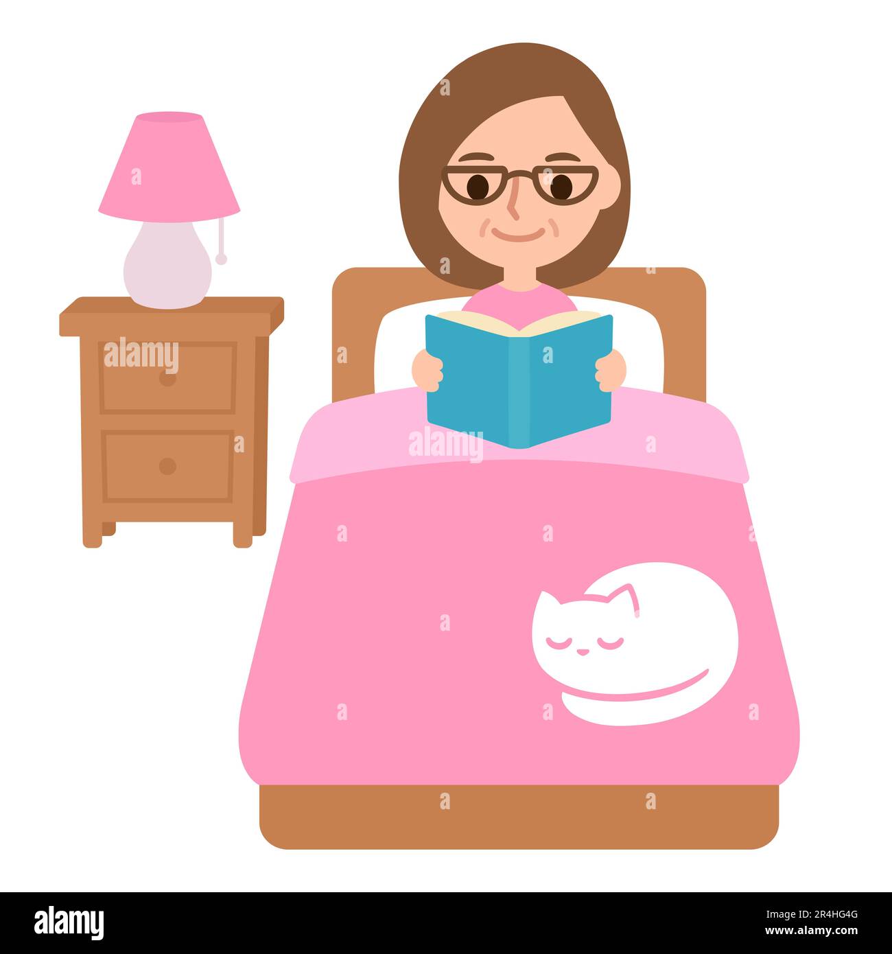 Woman In White Reading Stock Vector Images Alamy