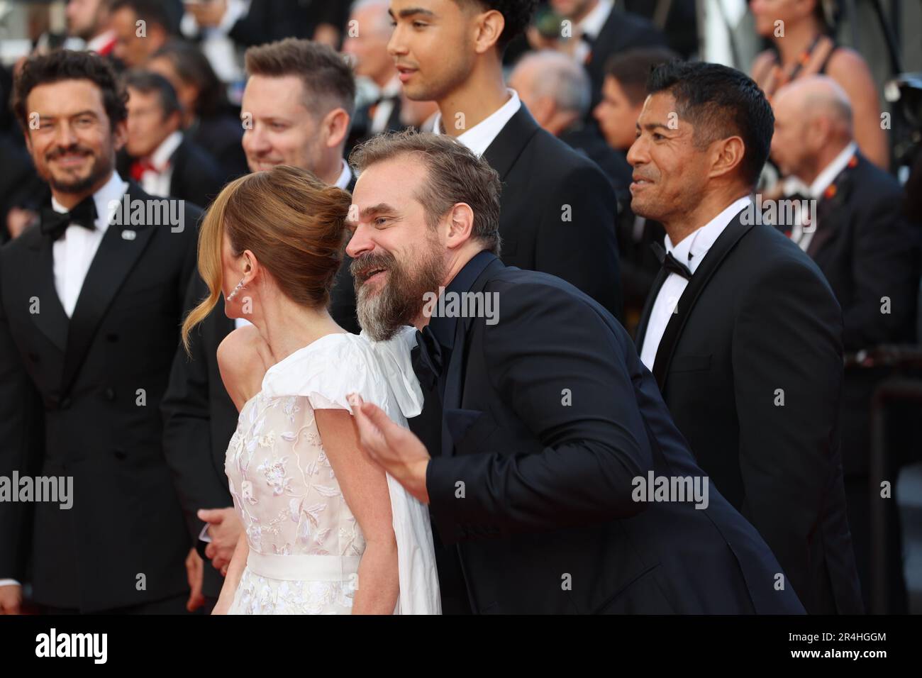 Cannes, France. 27th May, 2023. CANNES, France 27. May 2023; Archie Madekwe, Orlando Bloom, Neill Blomkamp, Geri Halliwell Horner, David Harbour, and Asad Qizilbash attend the 'Elemental' screening and closing ceremony red carpet during the 76th annual Cannes film festival at Palais des Festivals on May 27, 2023 in Cannes, France., Cannes closing day image, picture and copyright Thierry CARPICO/ATP images (CARPICO Thierry/ATP/SPP) Credit: SPP Sport Press Photo. /Alamy Live News Stock Photo