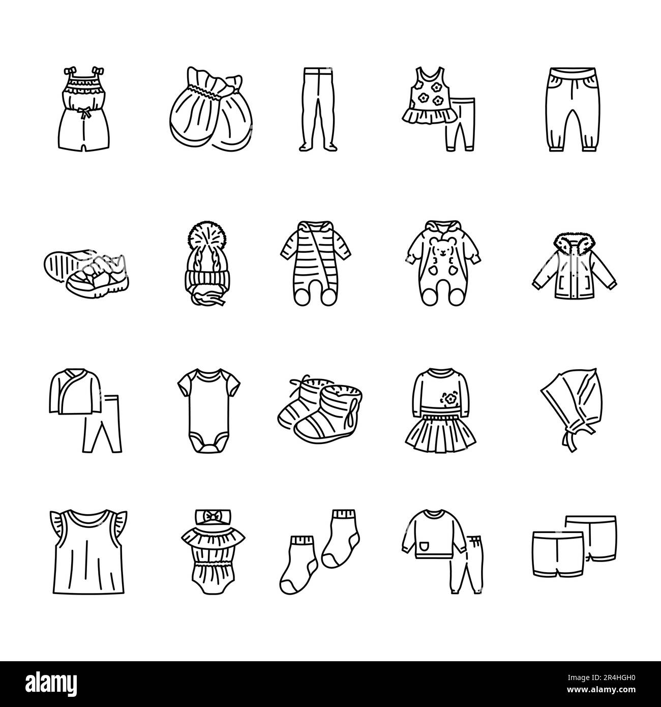 Baby clothes black line icons set. Pictograms for web page, mobile app ...