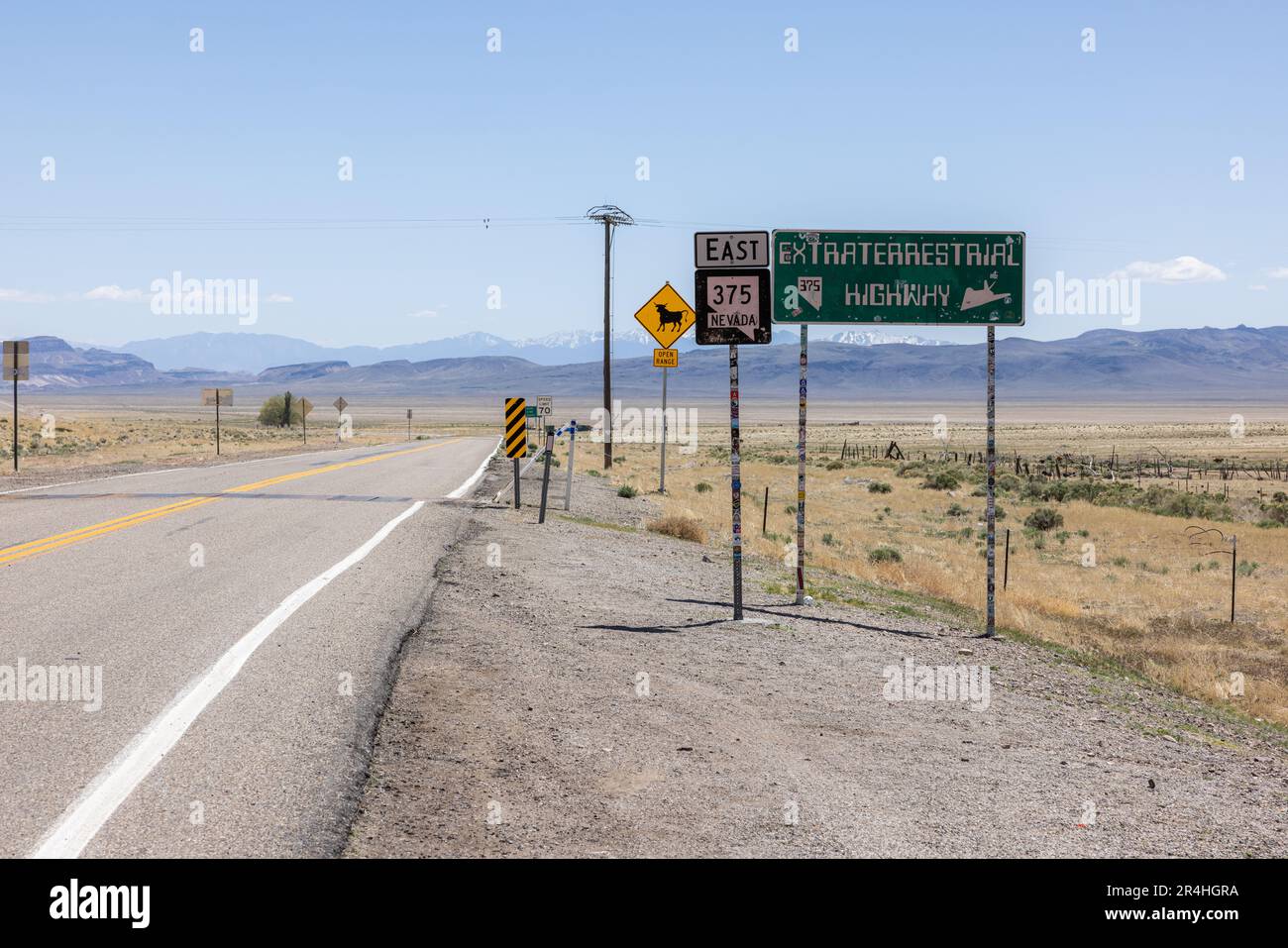 Warm Springs, Nevada/USA - May 12 2023: Close up of the sign for ...