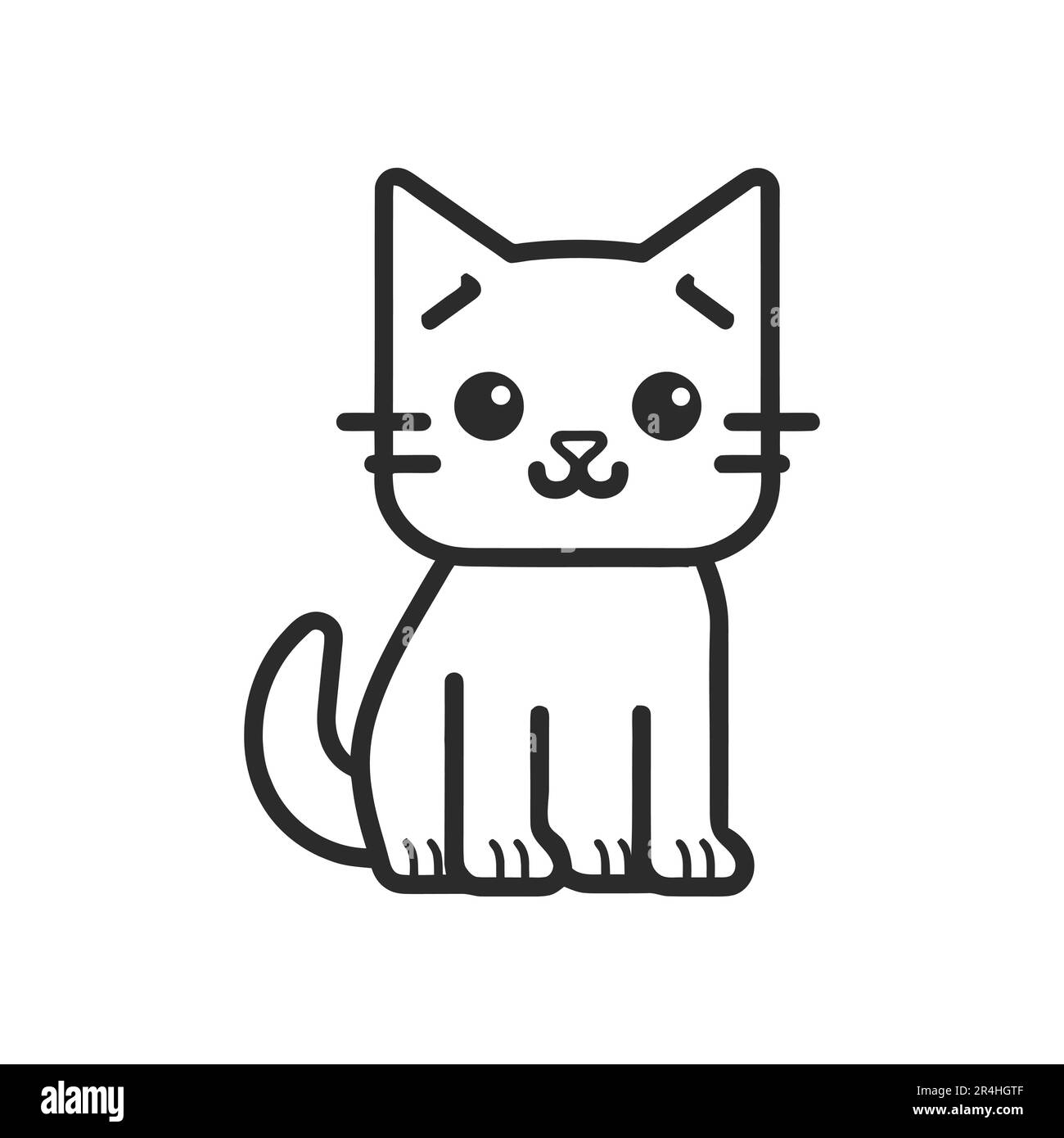 Cute simple outline cat line vector for coloring book isolated on white