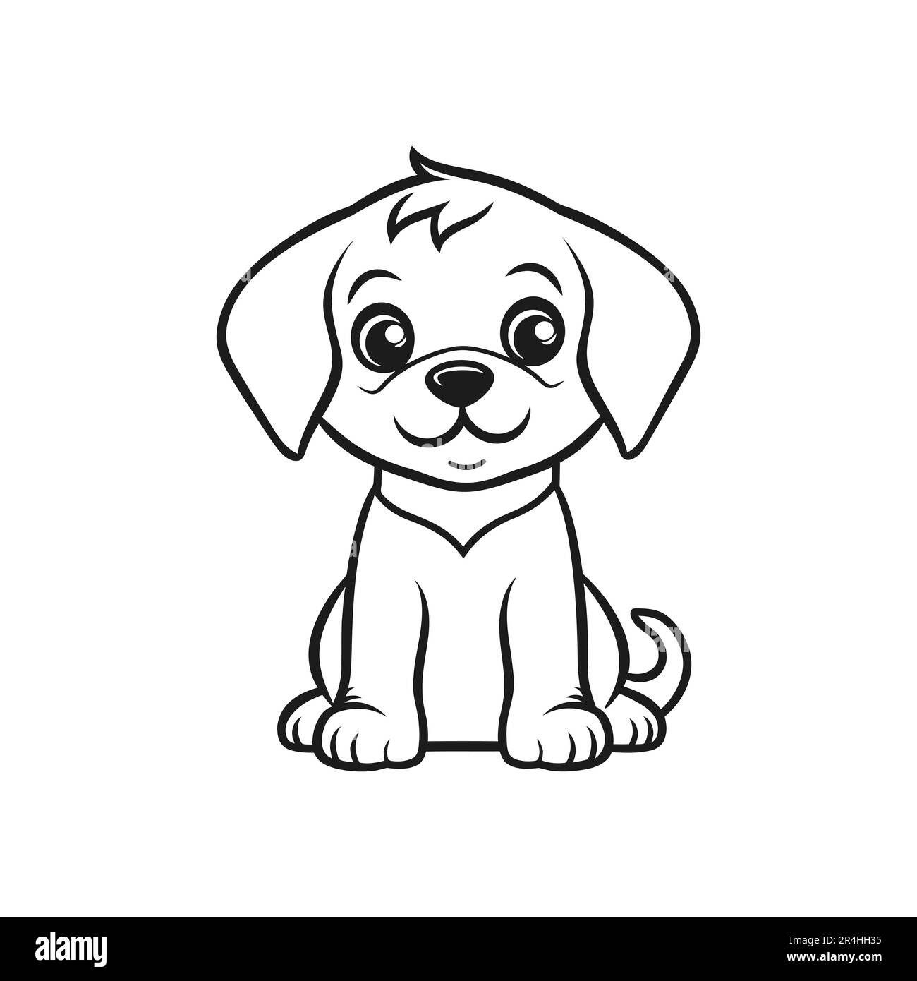 Dog outline sketch vector. Hand drawn dog linear illustration