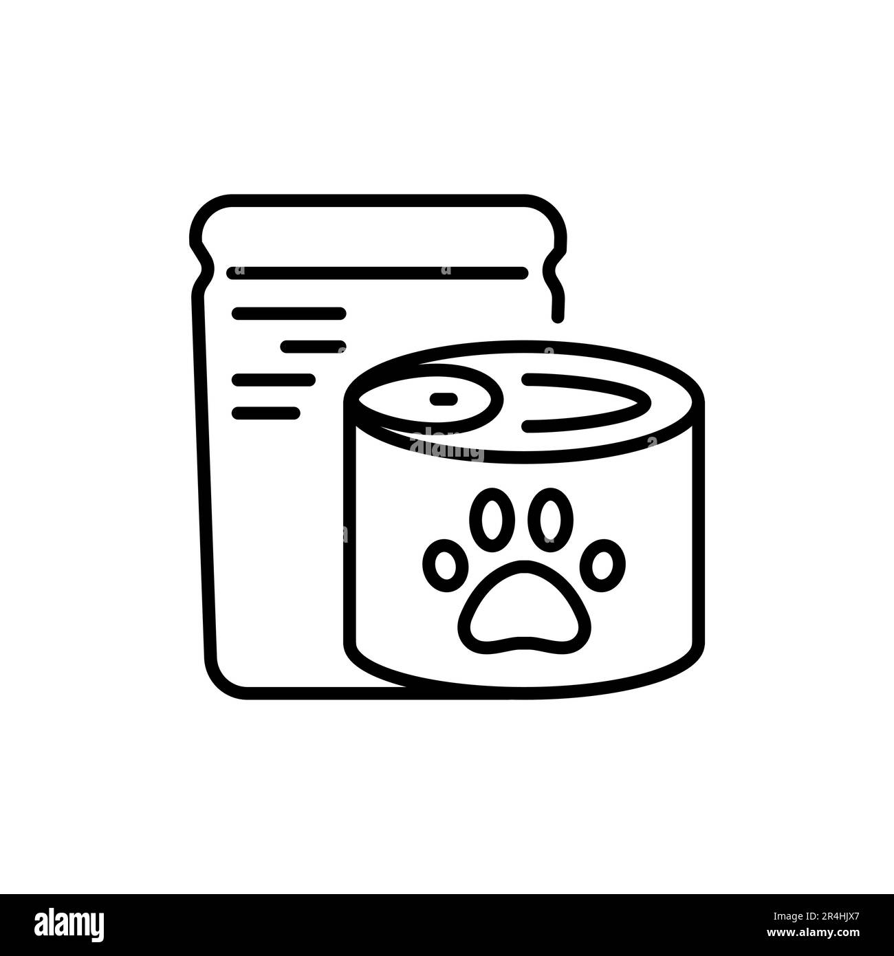 Pet food packaging black line icons set. Pictograms for web page