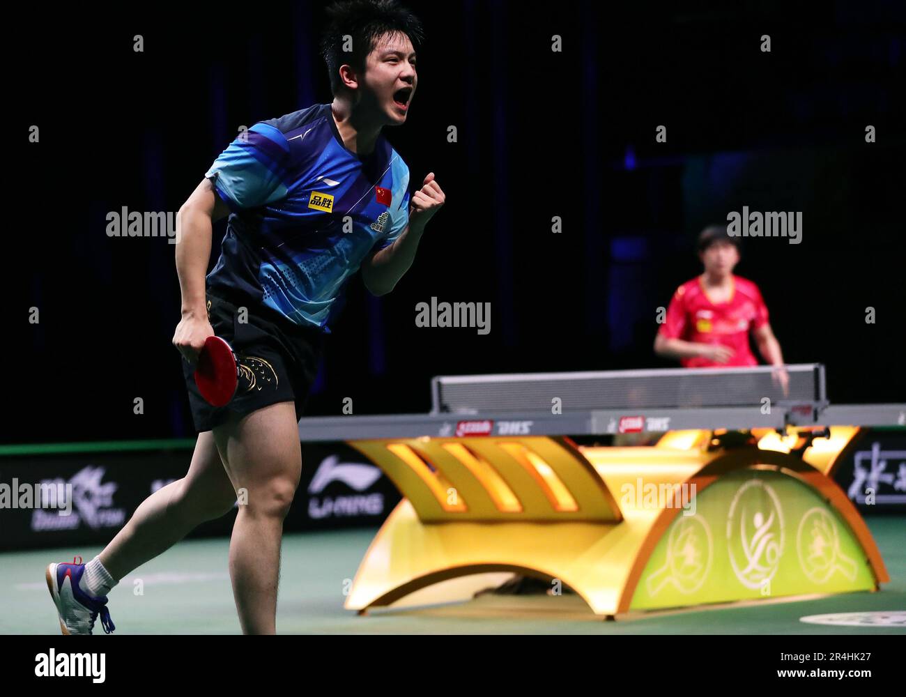 Durban, South Africa. 28th May, 2023. Fan Zhendong of China celebrates