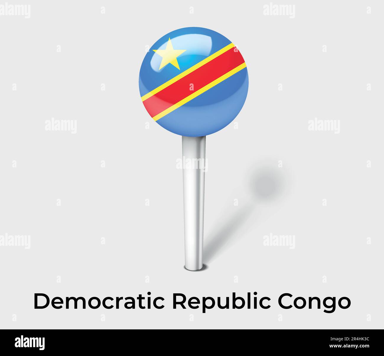 Democratic Republic Congo country flag pin map marker Stock Vector
