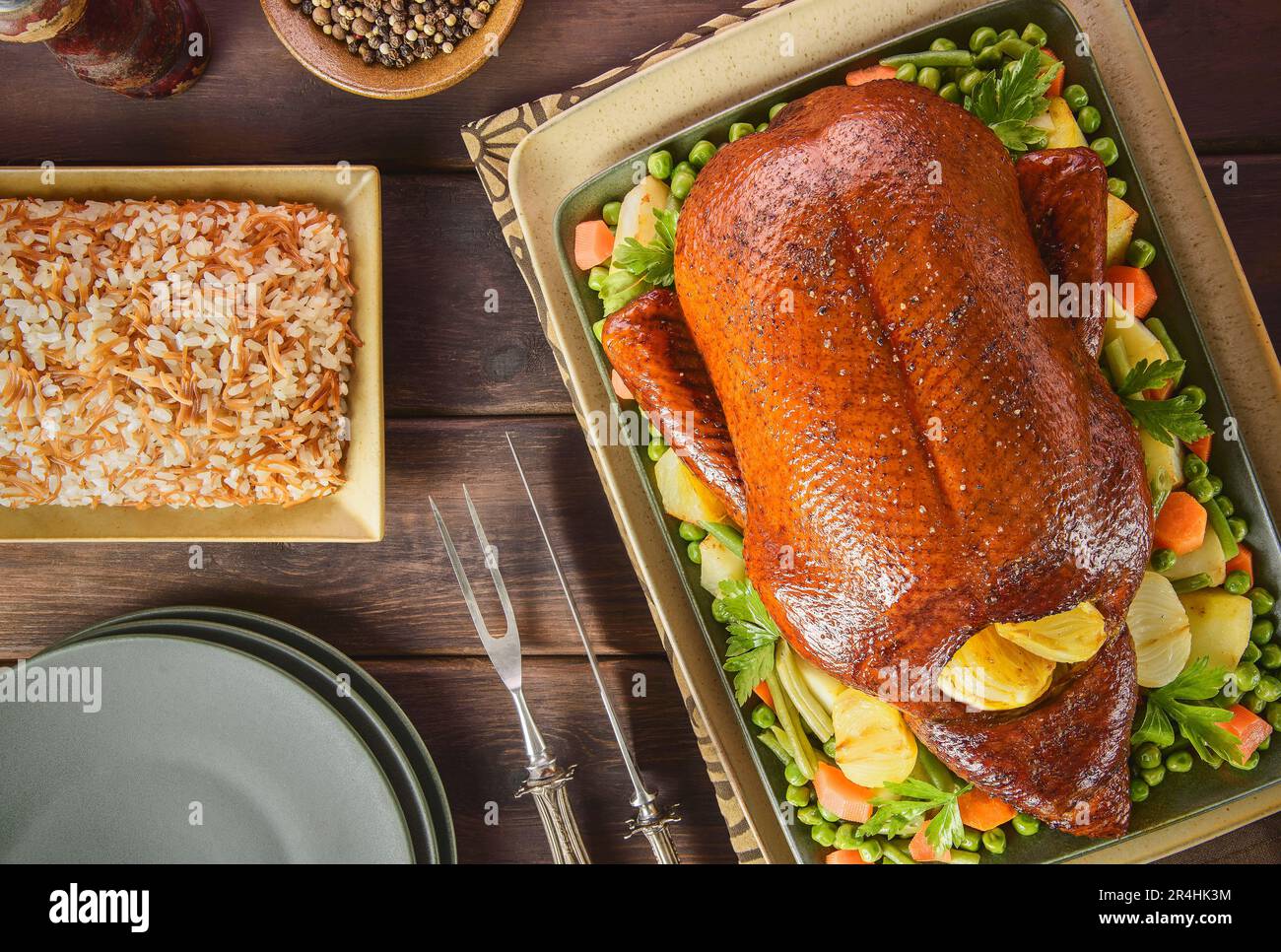 Delicious roast duck with vegetables. It is a great roast duck meal