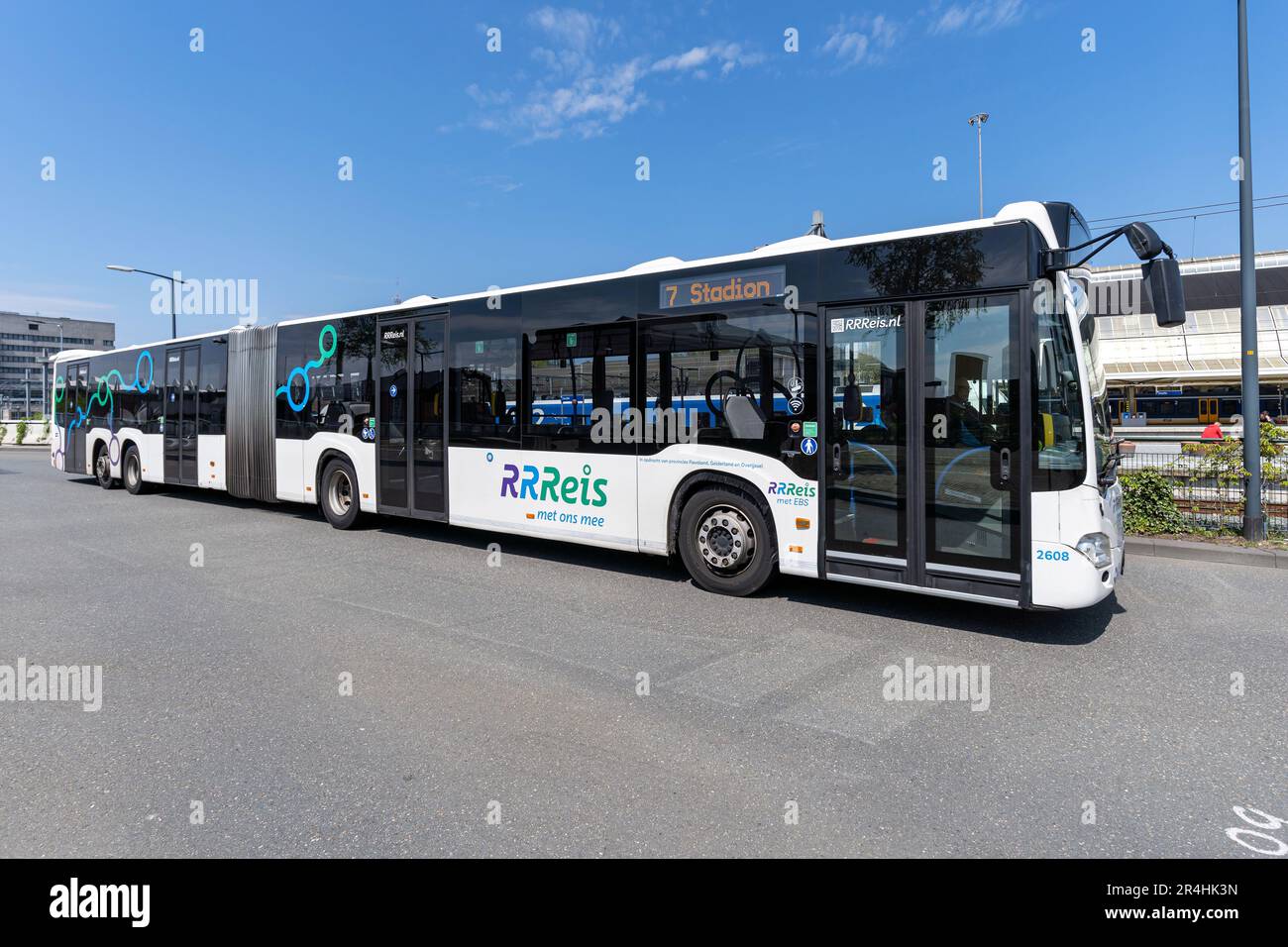 RRReis Mercedes-Benz CapaCity articulated bus at Zwolle Centraal bus station Stock Photo