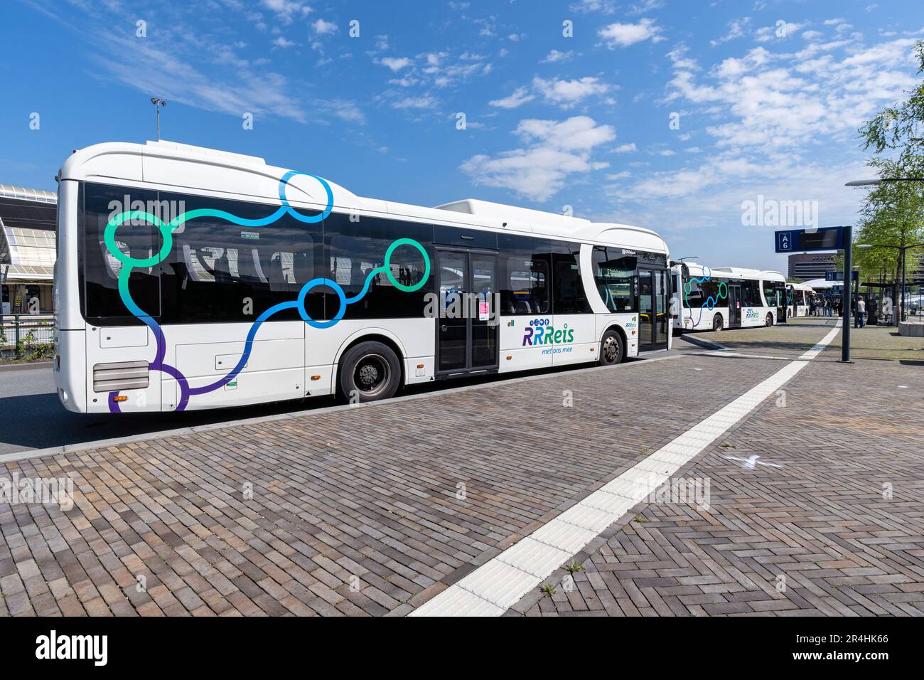 RRReis BYD electric busses at Zwolle Centraal bus station Stock Photo