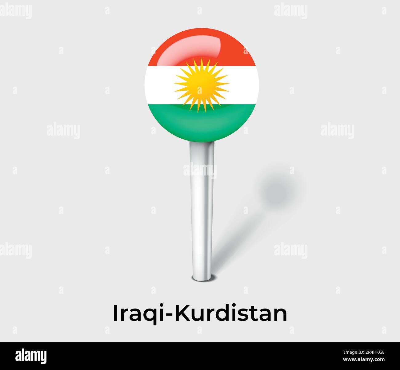 Iraqi Kurdistan country flag pin map marker Stock Vector