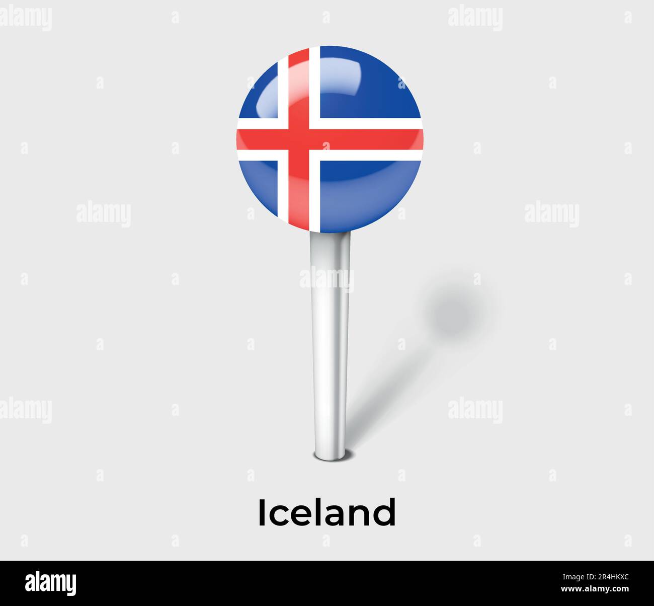 Iceland country flag pin map marker Stock Vector