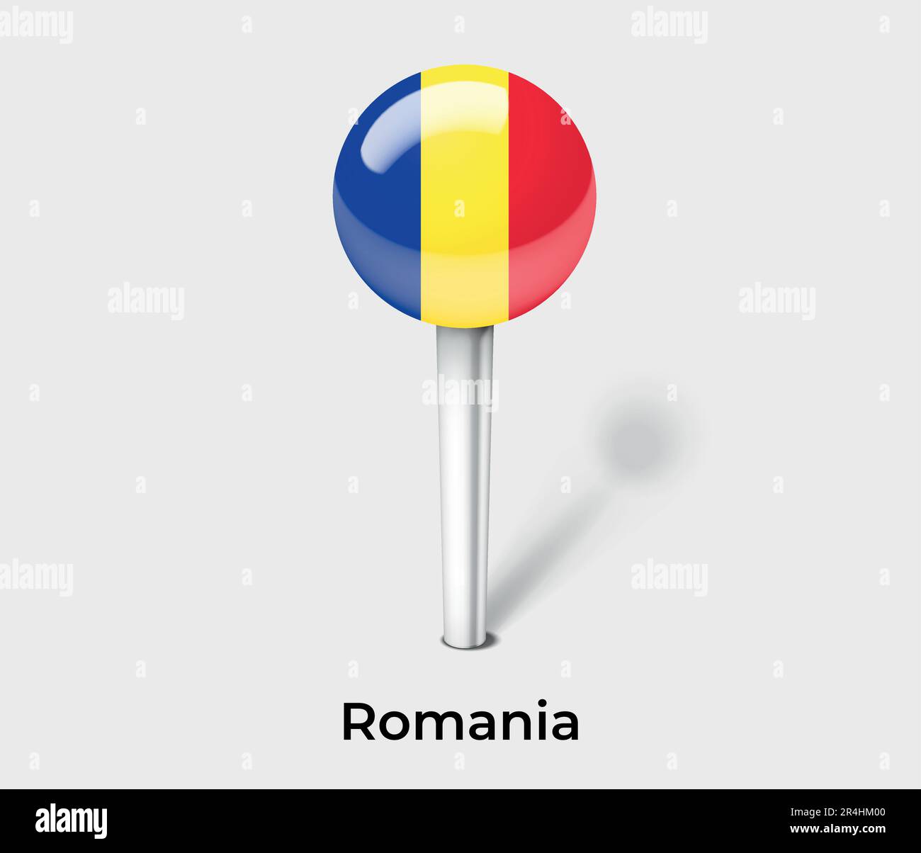 8Romania country flag pin map marker Stock Vector