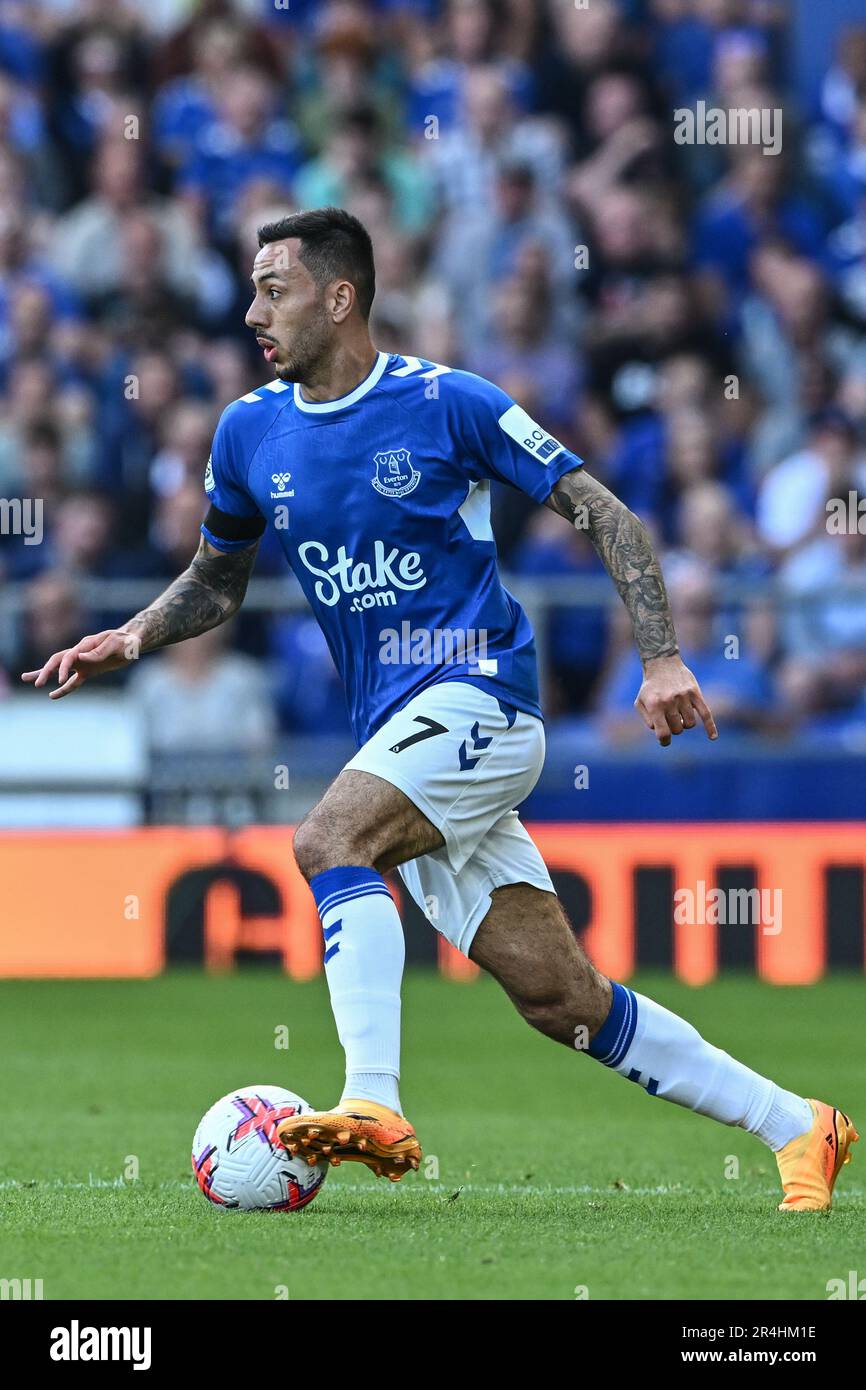 Dwight McNeil 7 of Everton in action during the Premier League match