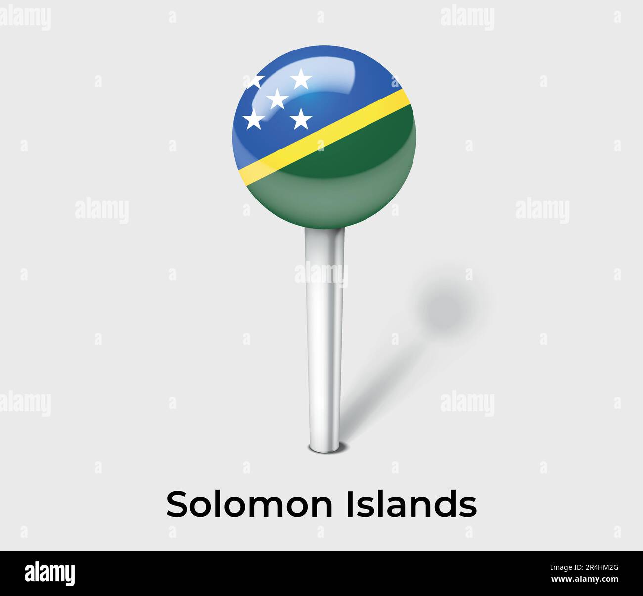 8Solomon Islands country flag pin map marker Stock Vector