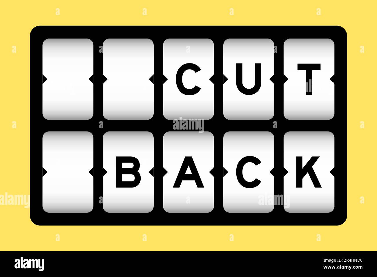 Black color in word cut back on slot banner with yellow color background Stock Vector
