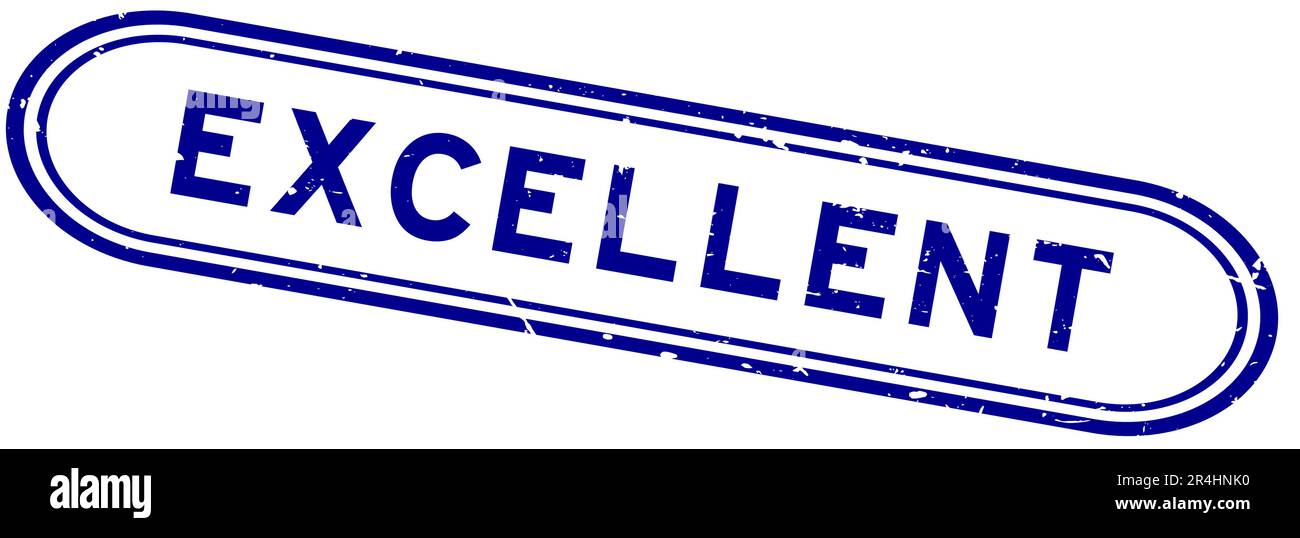 Grunge blue excellent word rubber seal stamp on white background Stock ...